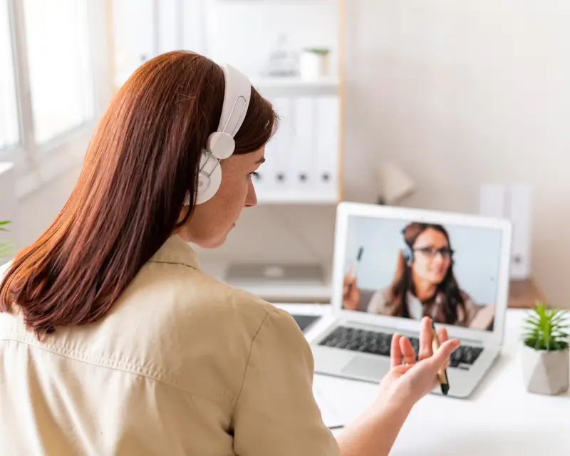International recruiter conducting video interview demonstrating world-class talent vetting process for US companies