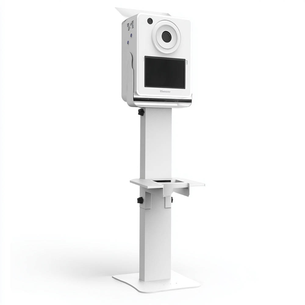 Photo booth camera station with touchscreen