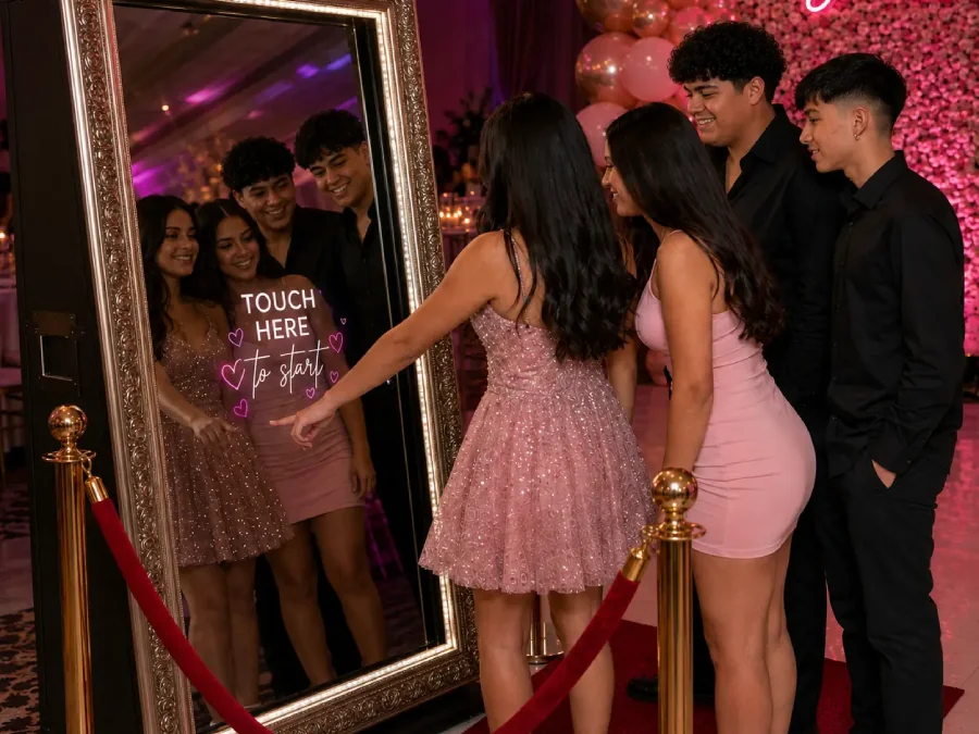 Magic mirror photo booth at a party