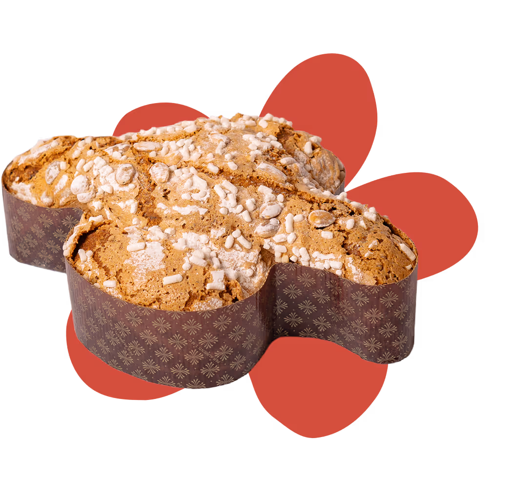 Colomba pasquale tradizionale con glassa alle mandorle e zucchero in granella in carta decorata.