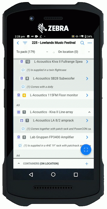 Différenciez les sous-locations de vos propres équipements sur les bons de préparation numériques