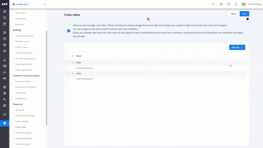 Custom pay rates – Calculate crew member costs and prices based on different criteria