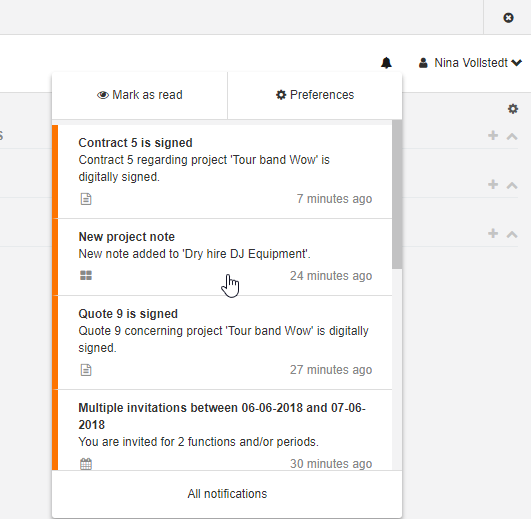 Notificatiesysteem van Rentman
