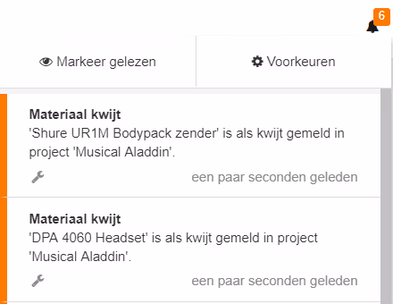 Overzicht van verloren materialen