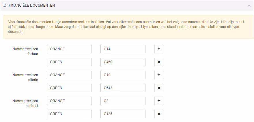Meerdere nummerreeksen