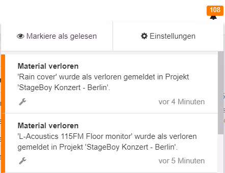 Übersicht über verlorenes Material
