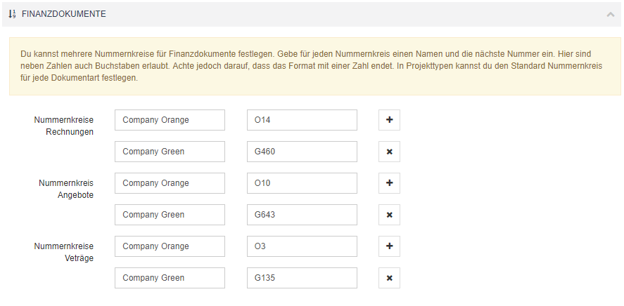 Mehrere Nummernkreise gleichzeitig