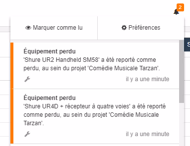 Vue d’ensemble des équipements perdus