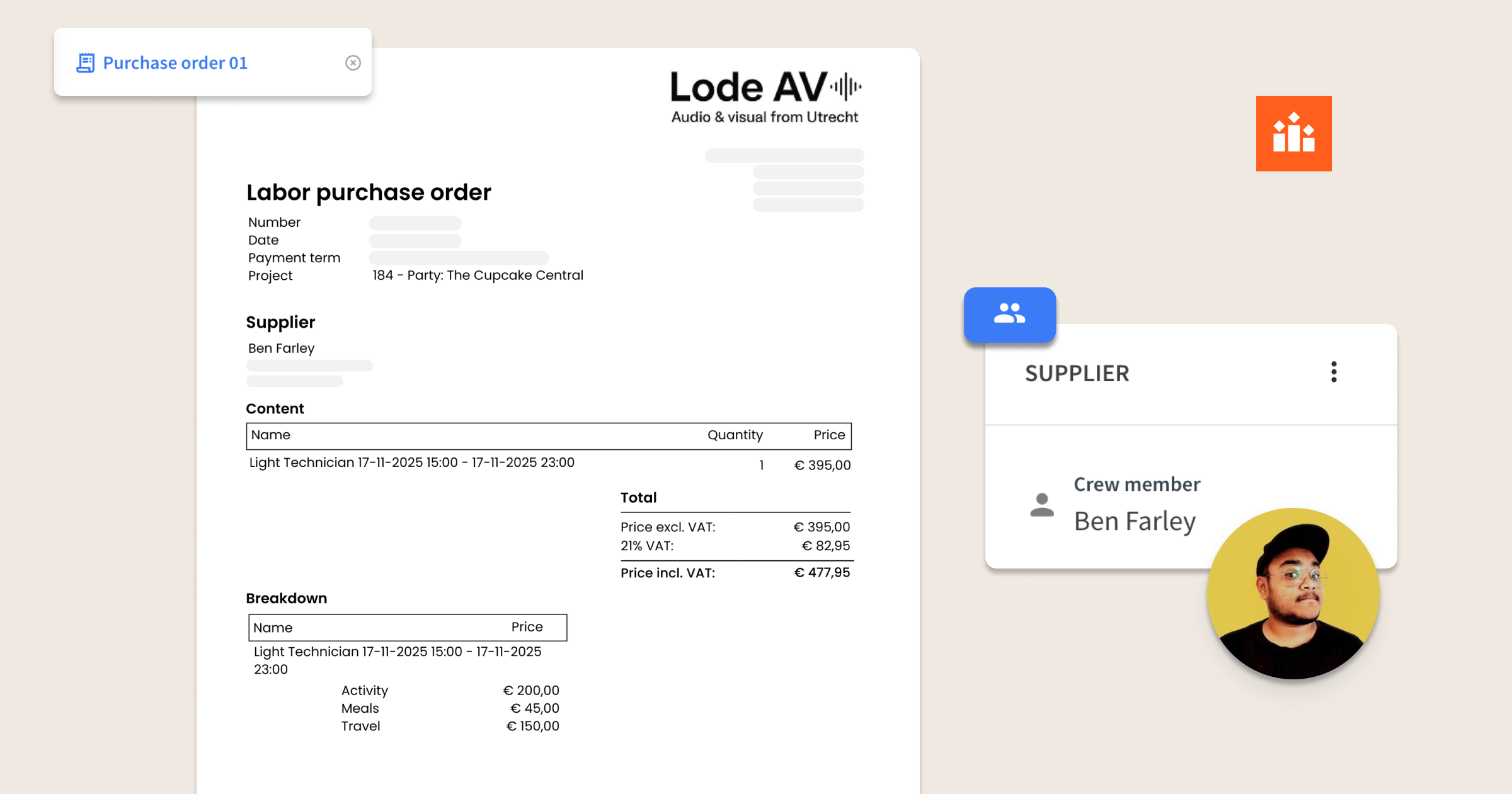 Labor purchase orders: Create purchase orders for your crew