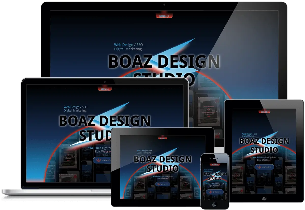 An image of Boaz Design Studio Website across different smart devices