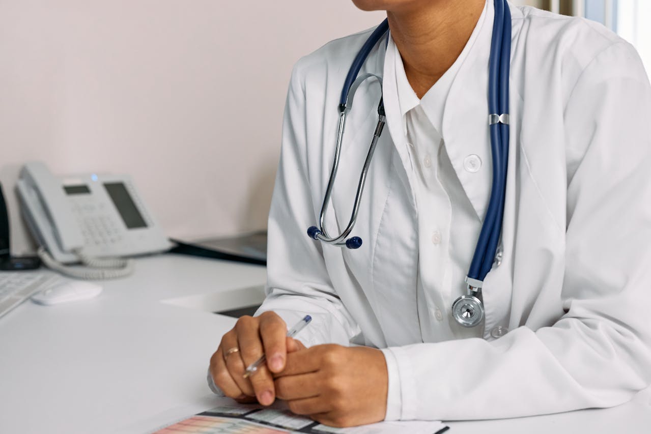 Female Doctor in White Lab Gown