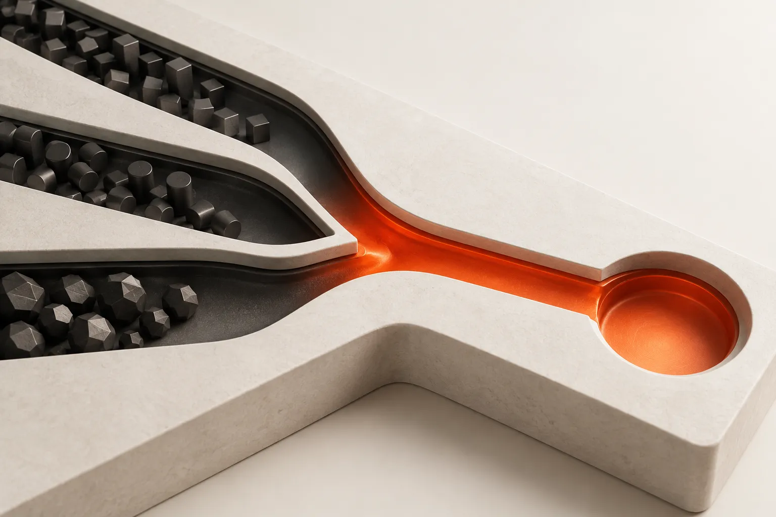 Separate channels meet in one orange path, an abstract illustration of coordinated agency work