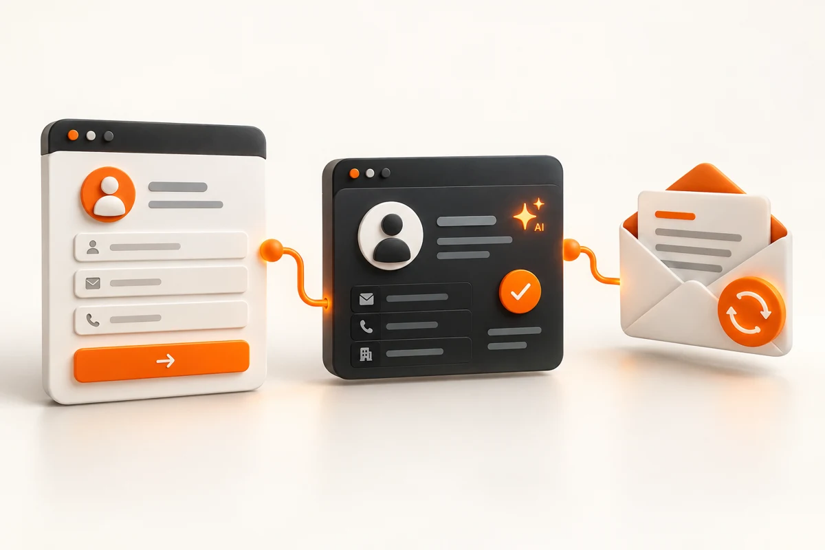 Contact form connected to a CRM record and automated email follow-up