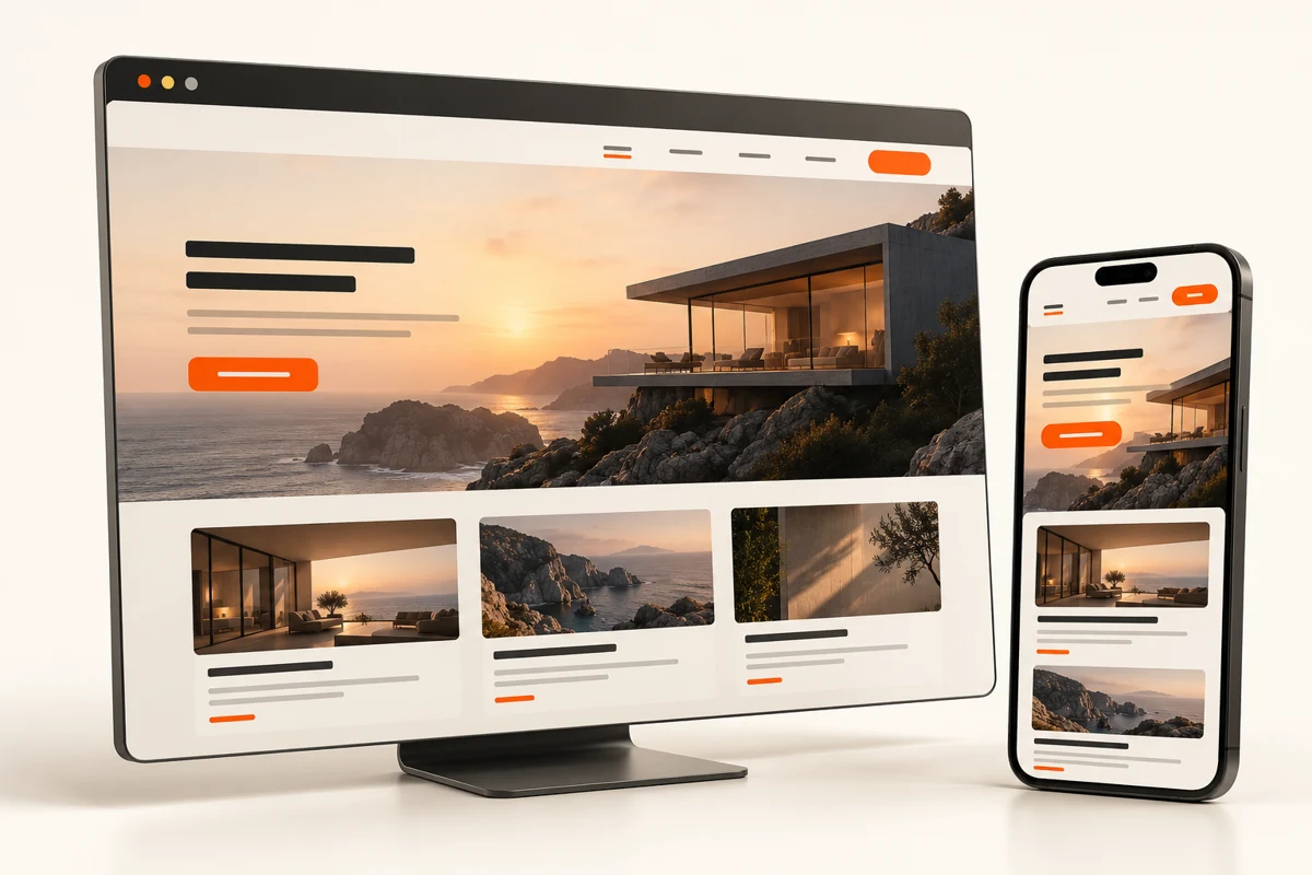 Responsive website layouts on desktop and mobile screens