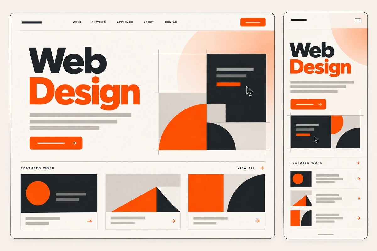 Responsive website layouts on desktop and mobile screens
