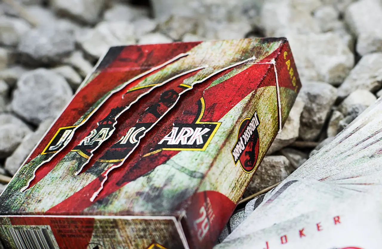 Jurassic Park playing card deck packaging for Ellusionist