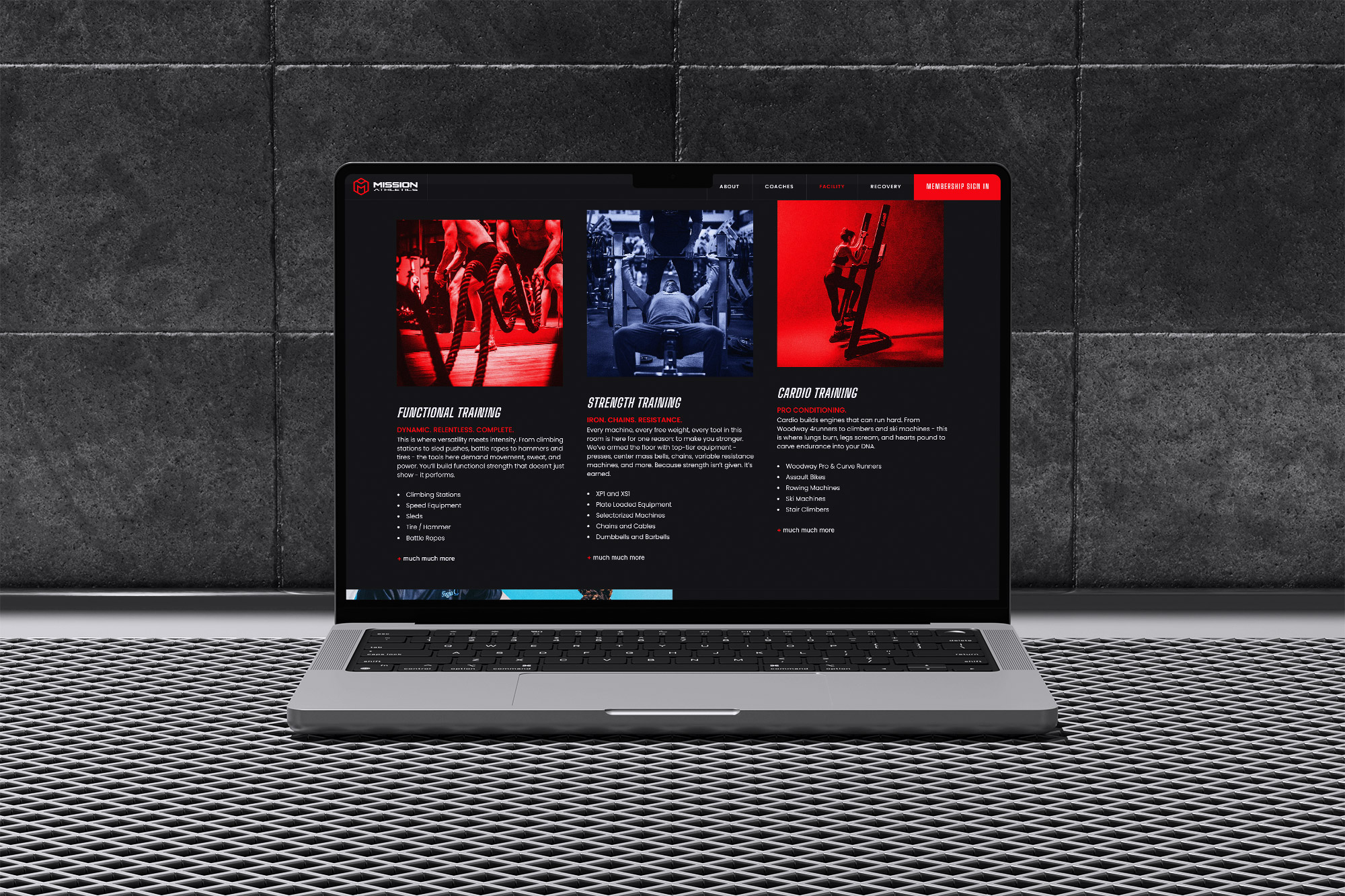 Mission Athletics site design featuring wrestling and strength programs
