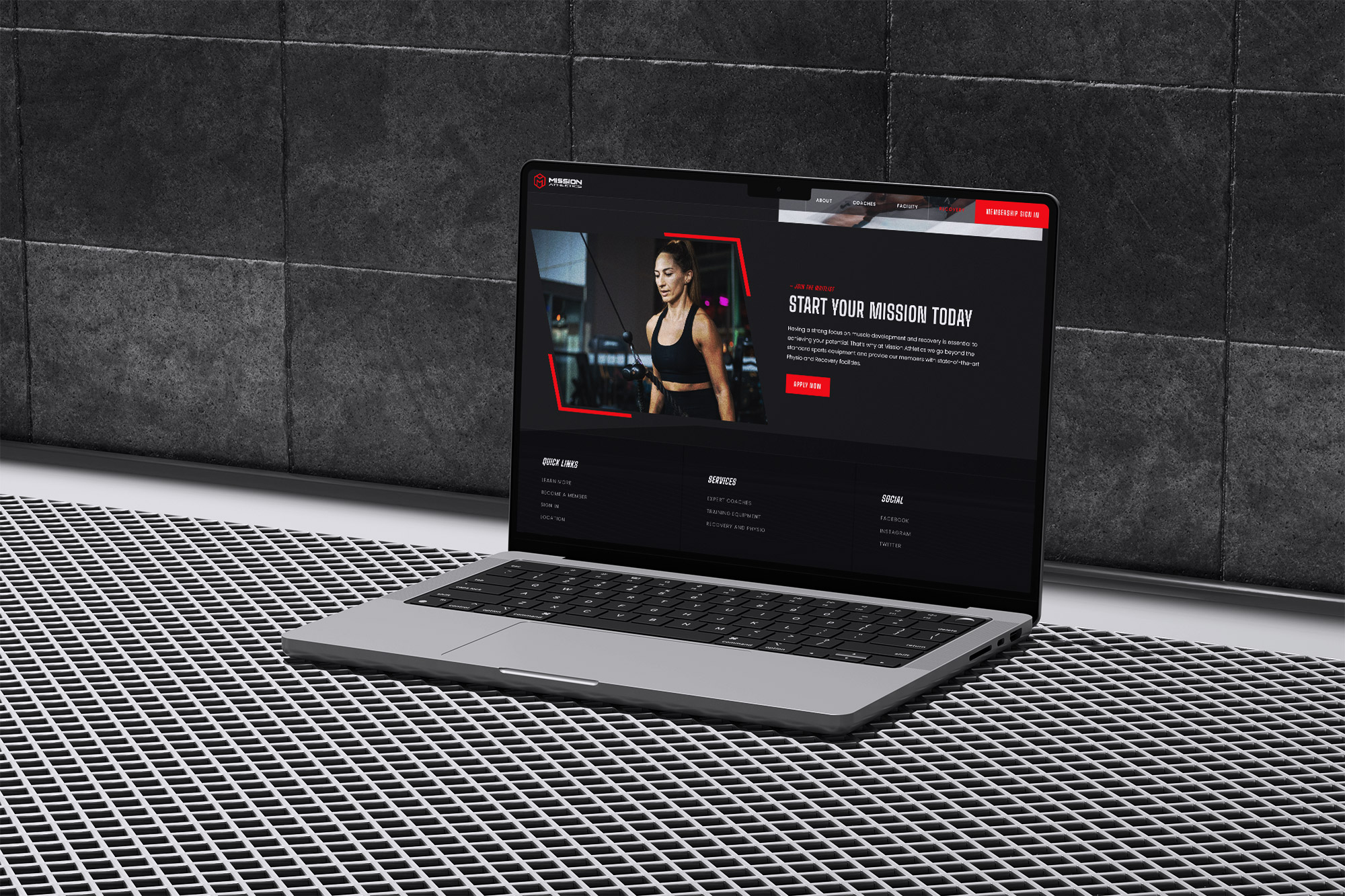 Mission Athletics web page highlighting recovery facilities