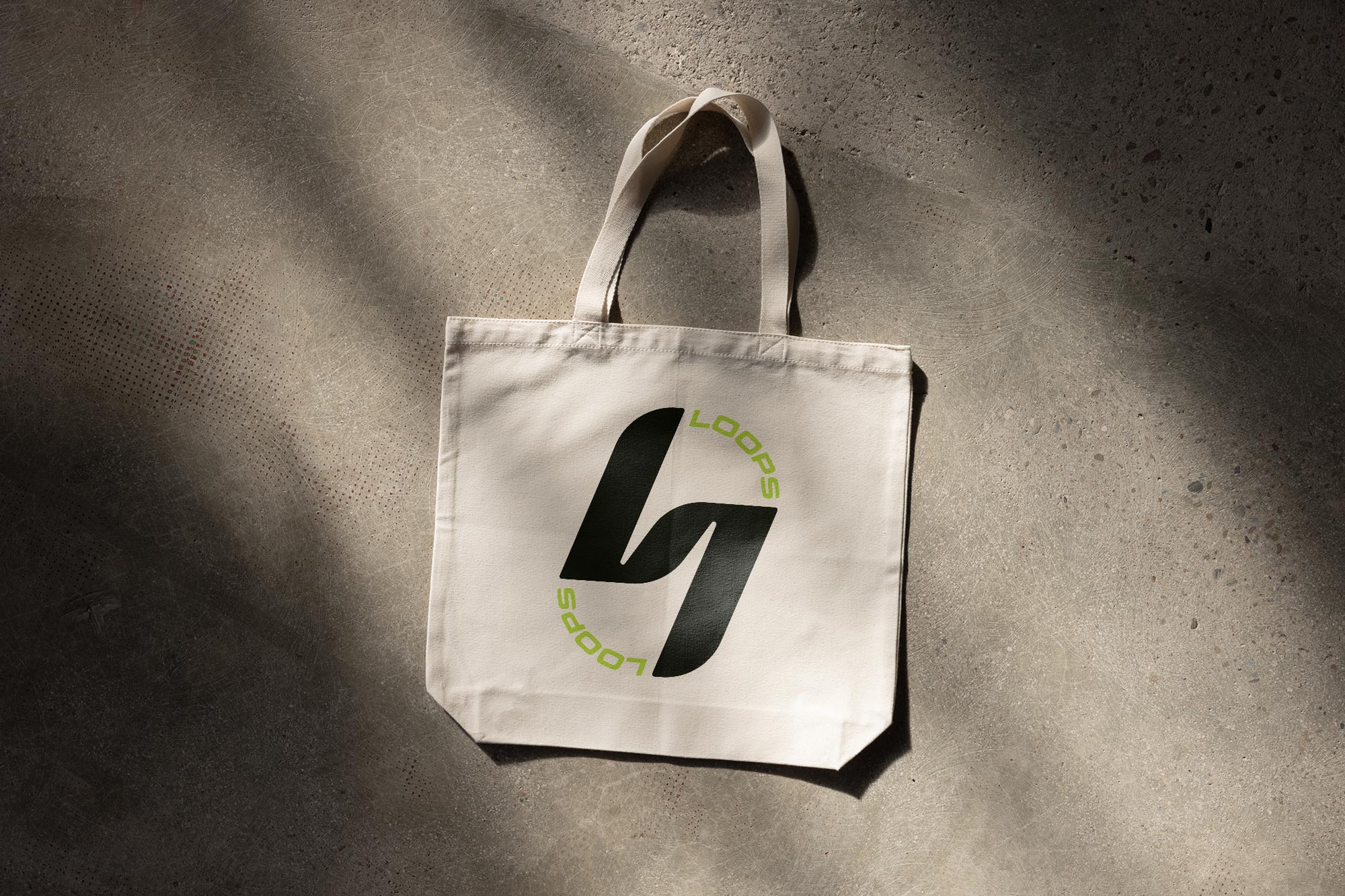 Loops logo applied to a branded bag