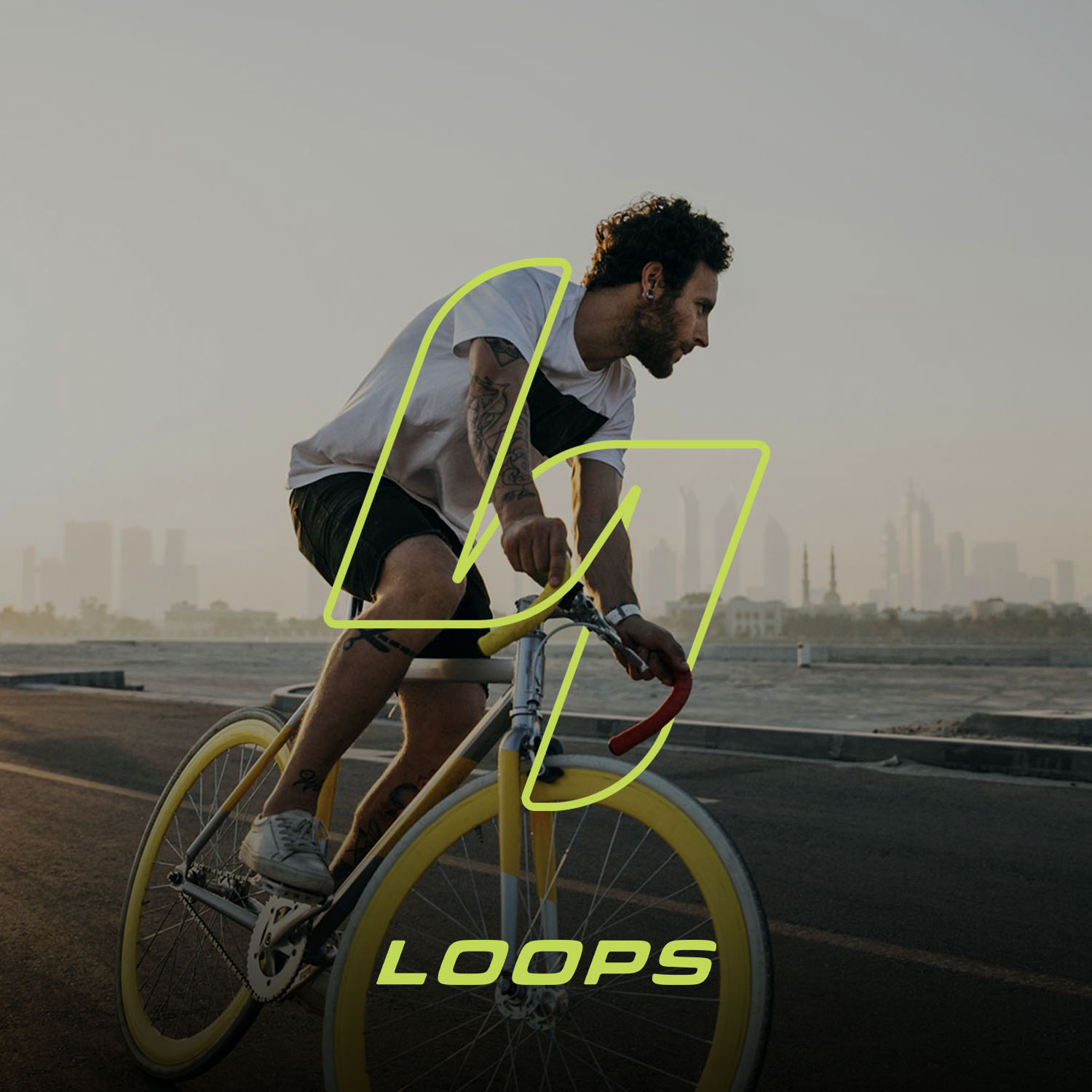 Loops circular logo mark on a bold brand background