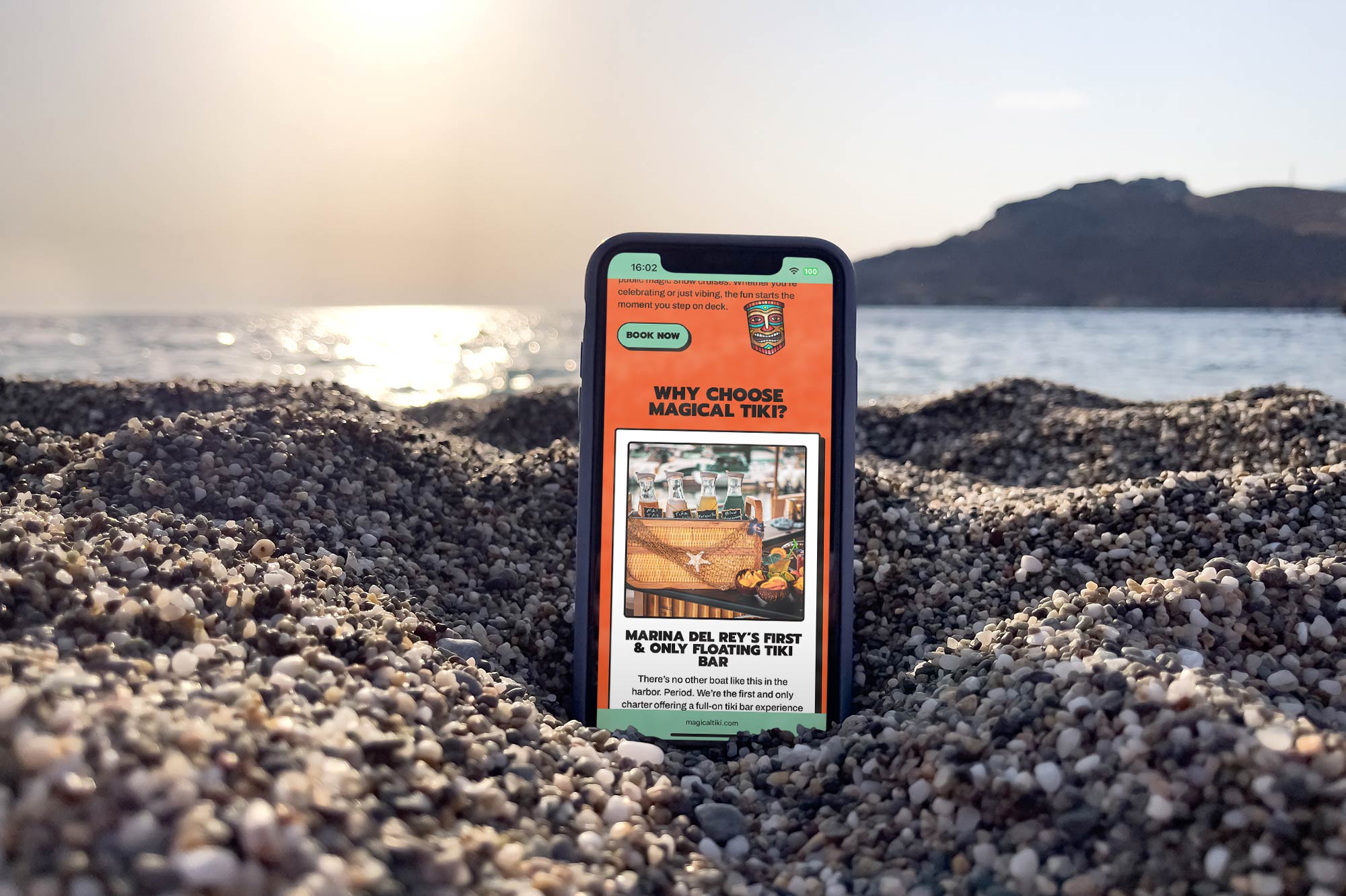 Magical Tiki mobile screens for the boat charter brand
