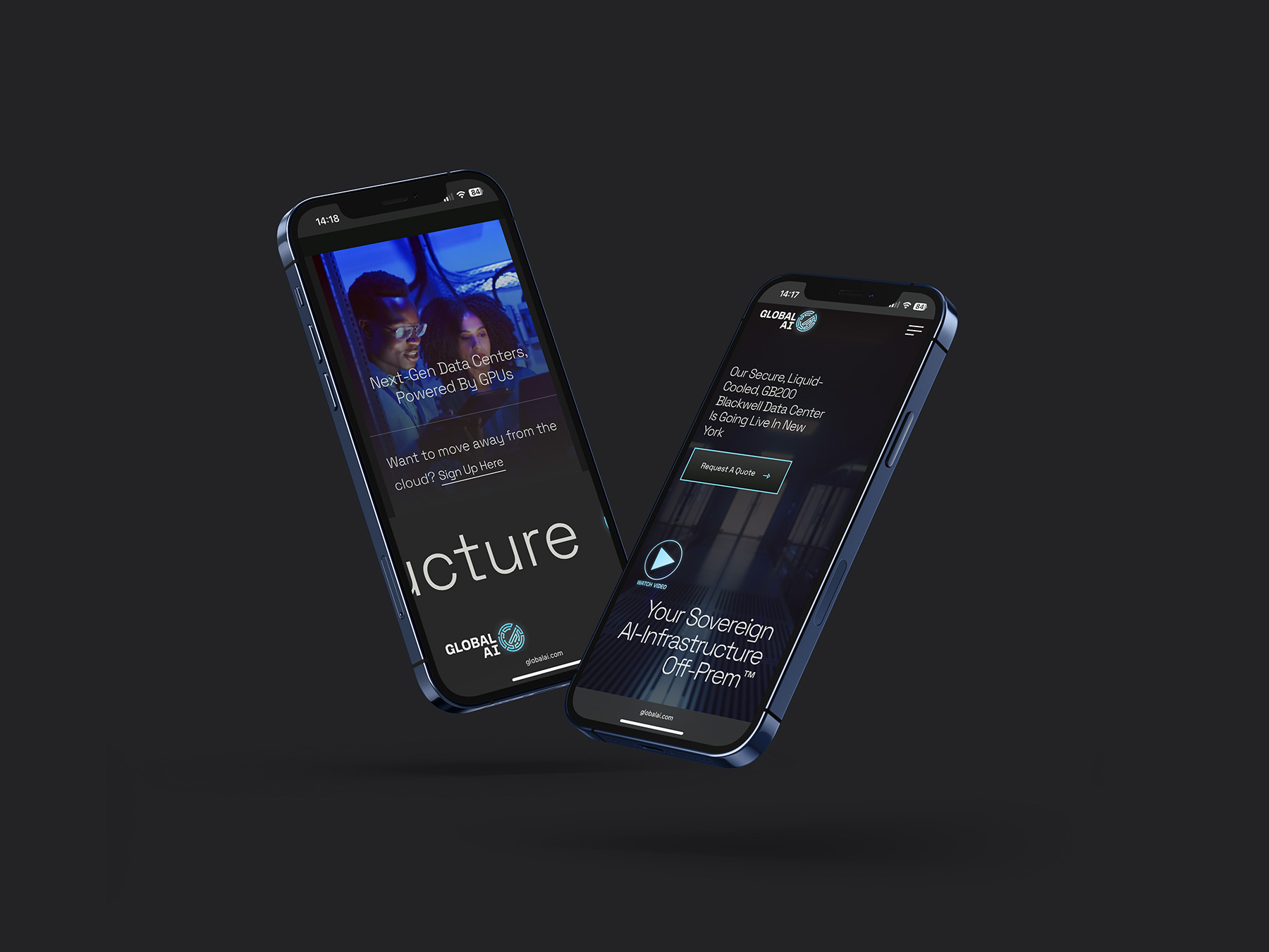 Global AI website shown on mobile after the rebrand