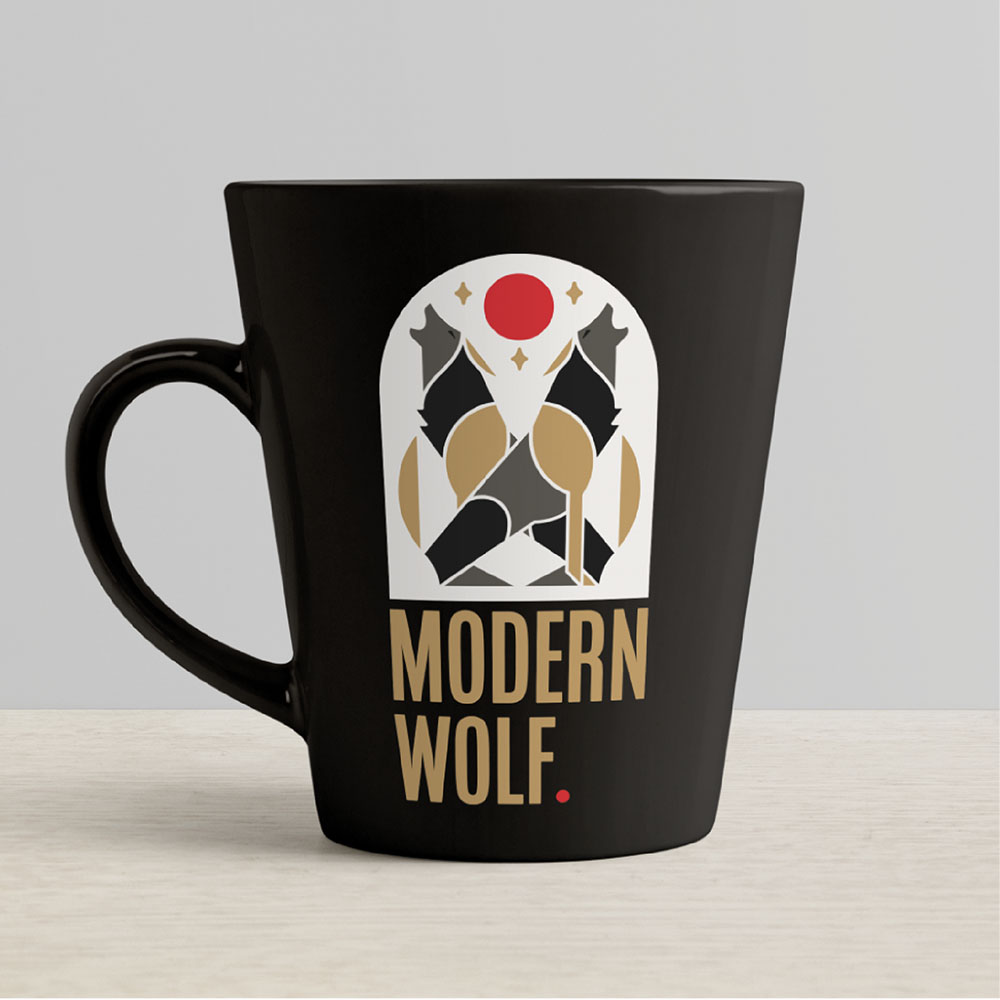 Modern Wolf merch designs featuring the wolf logo