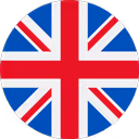 Vereinigtes Königreich Flagge in einem runden Icon.