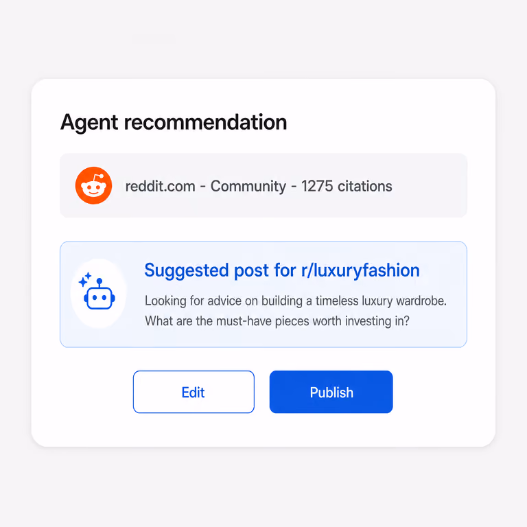 Agent recommendations to build authority on influential sources