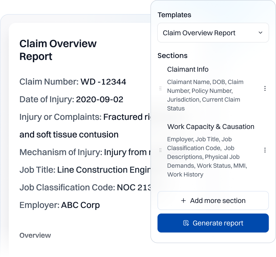 A screenshot of a cell phone with the claim overview section highlighted.