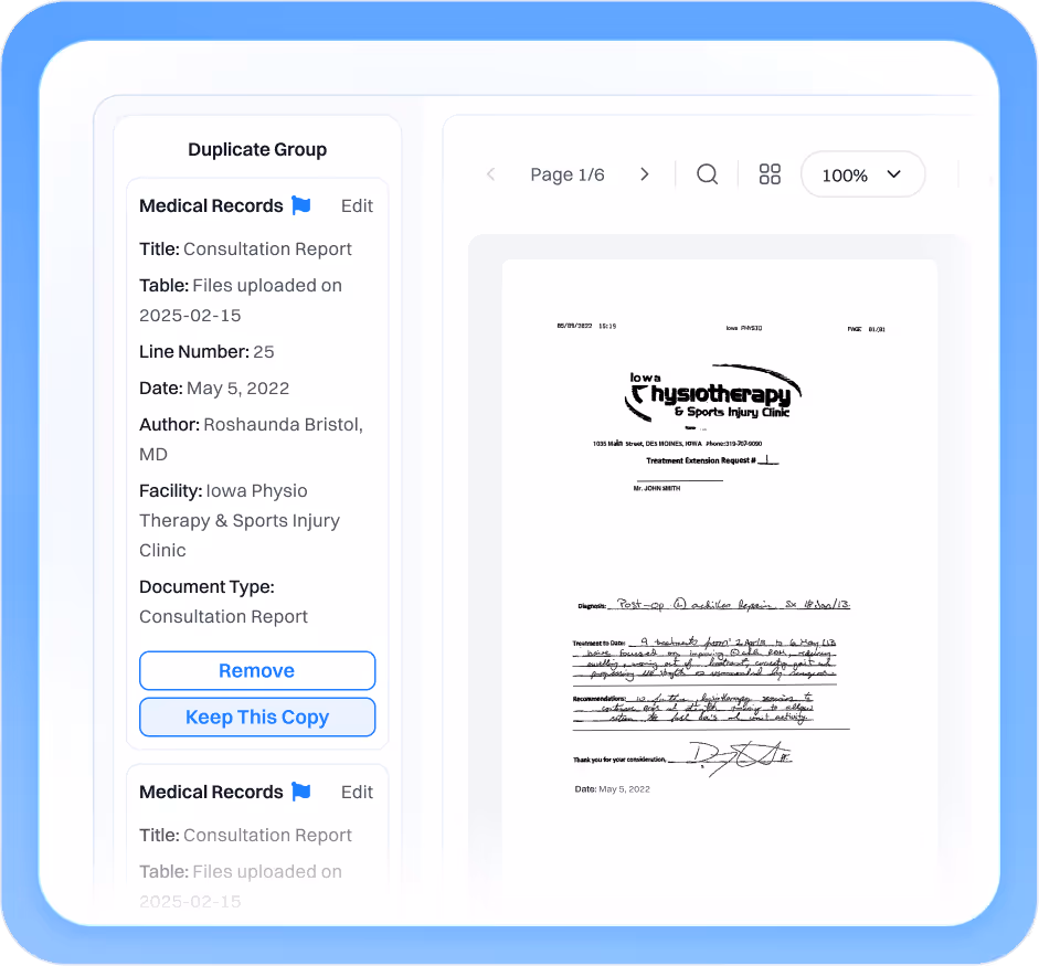 Deduplication Screen