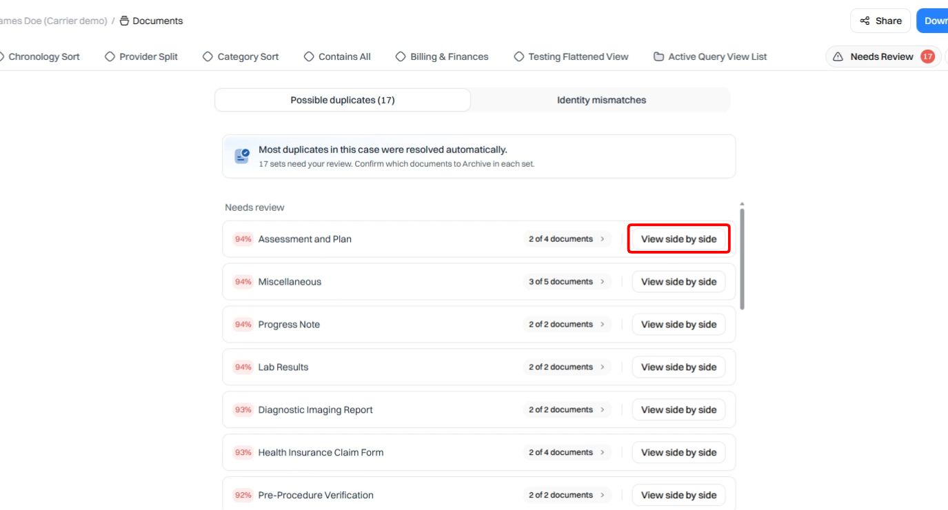 Wisedocs deduplication