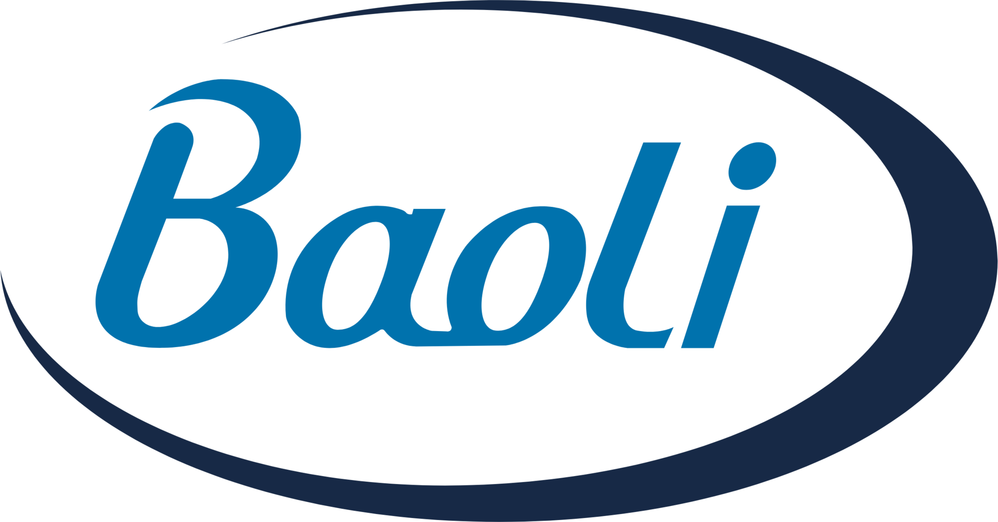 Logoen til Baoli, med blå skrift omgitt av en mørk blå oval.