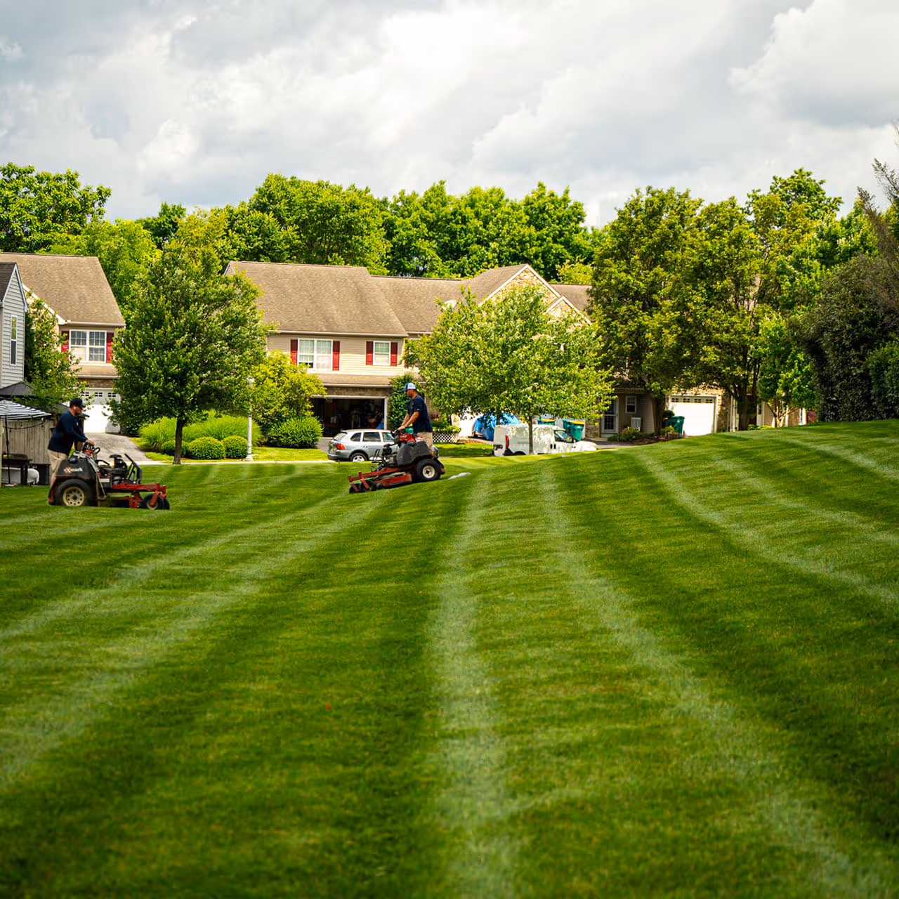 Striped lawn design after mowing Hershey PA near me