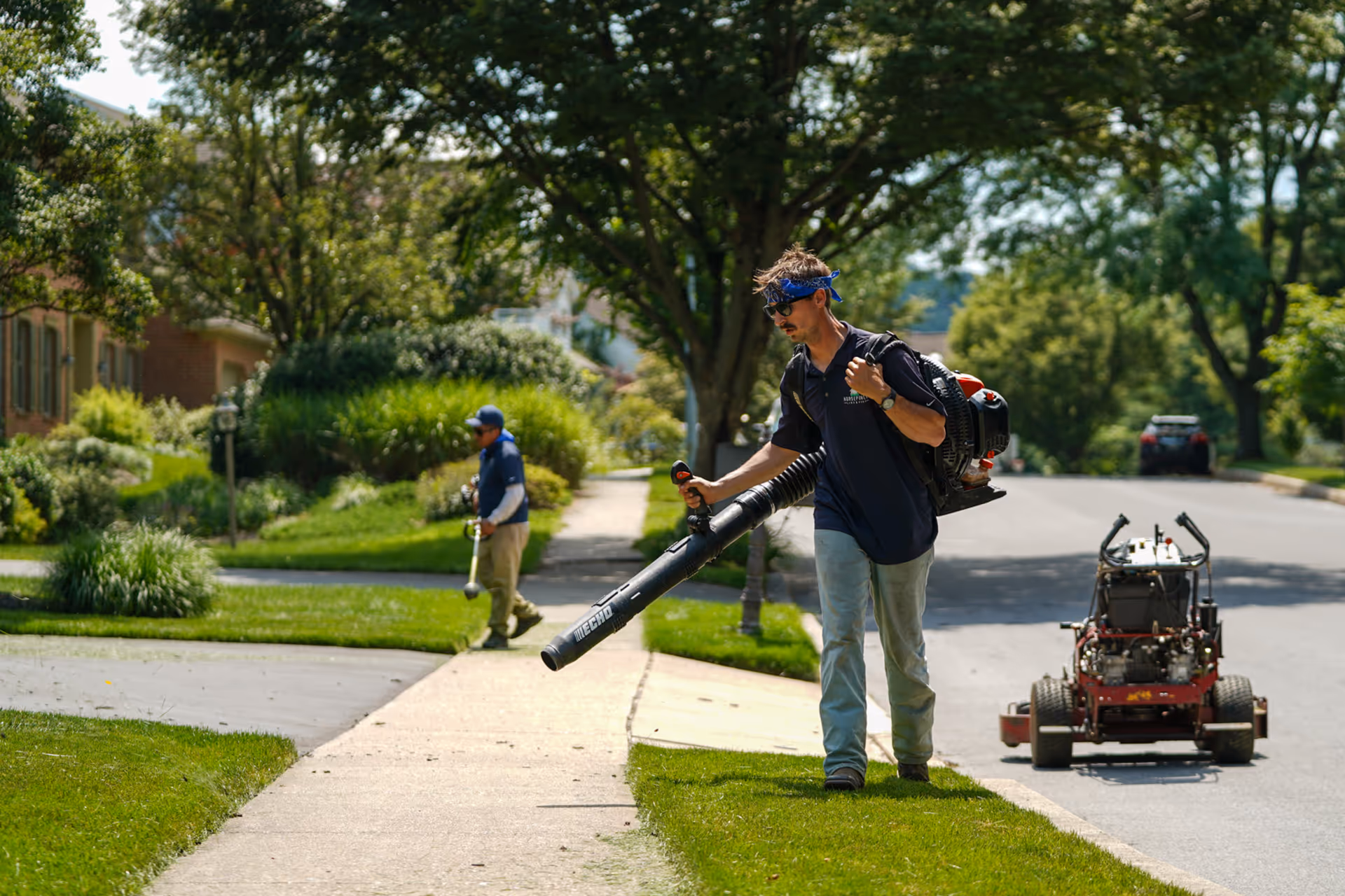 Horse Power Lawn and Home lawn crew with professional equipment Hershey PA