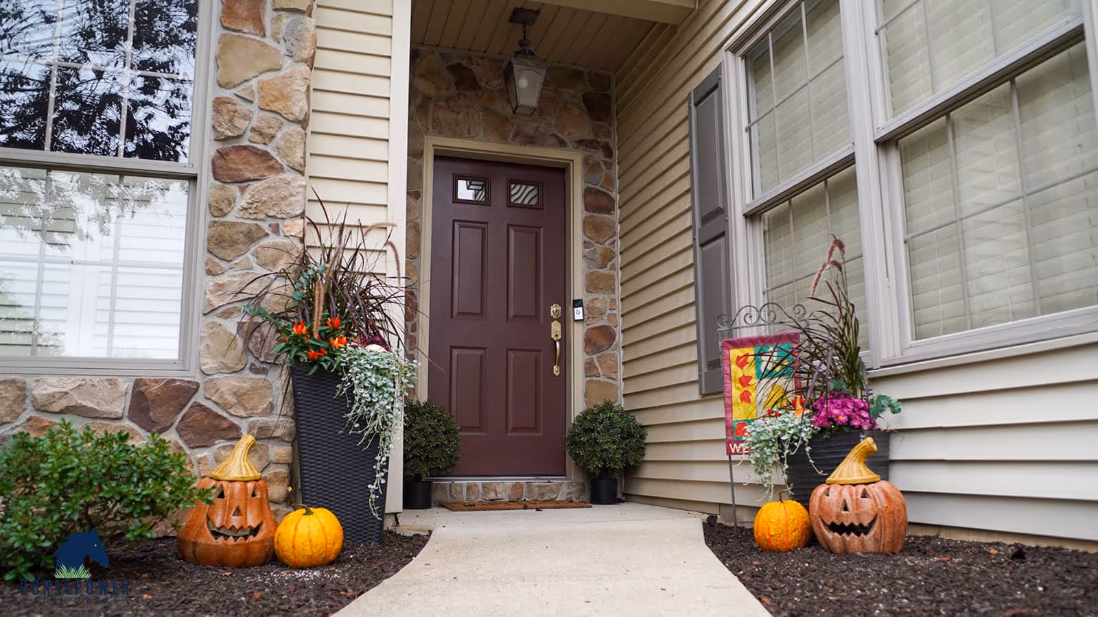 Custom spring and fall flower pots and planters Hershey PA Horse Power Lawn and Home