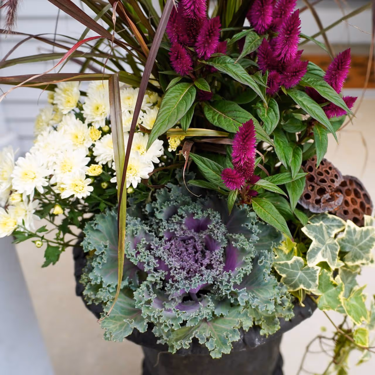 Custom spring and fall flower pots and planters Hershey PA Horse Power Lawn and Home