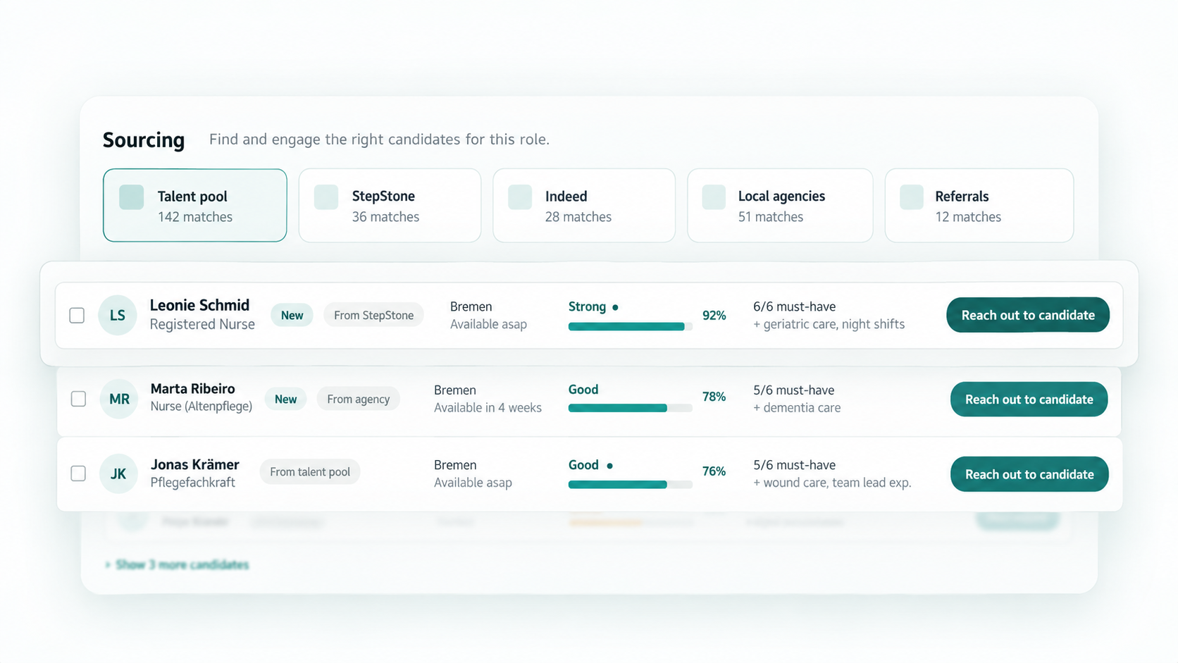 Screenshot: Sourcing-Shortlist