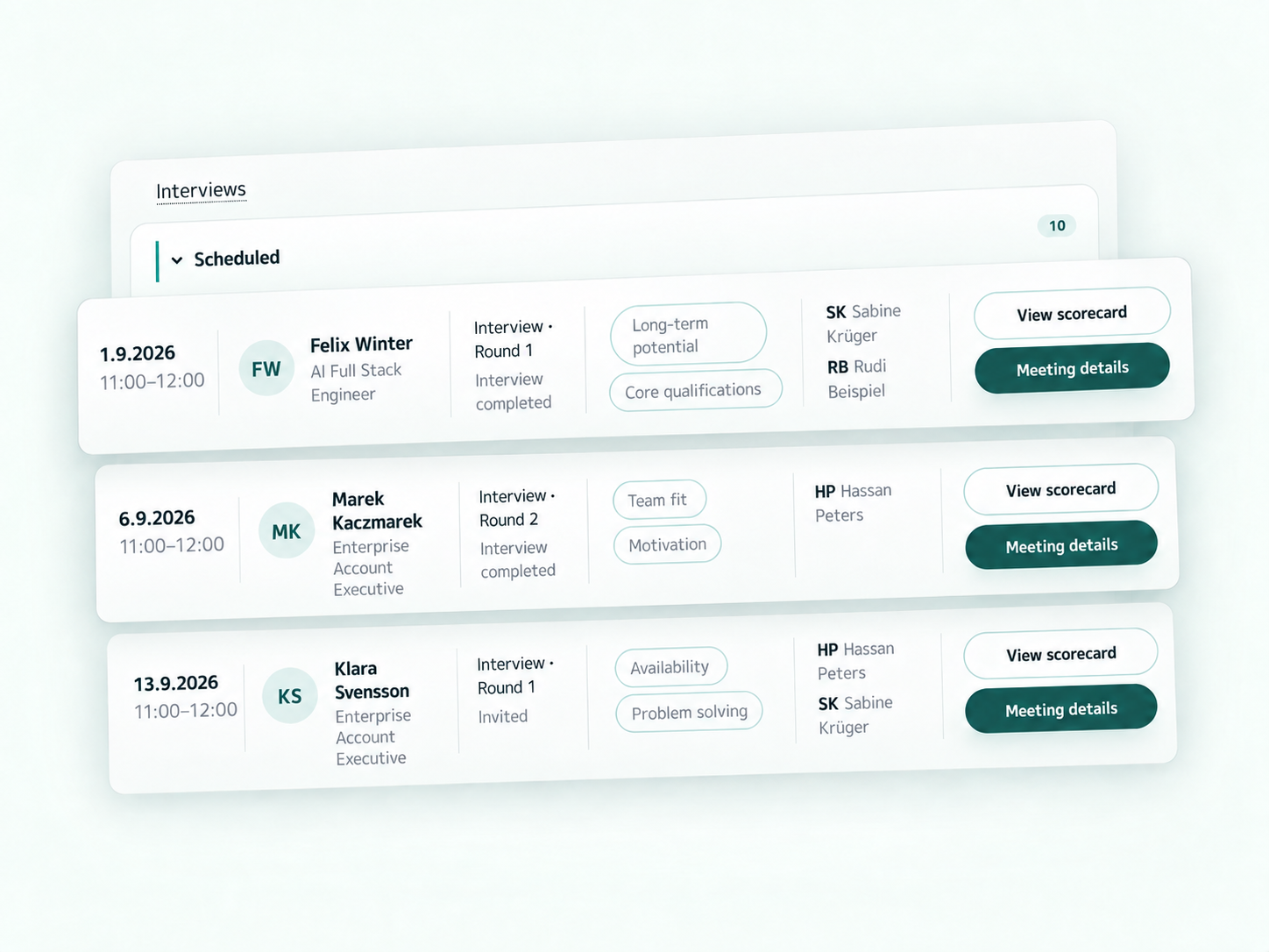 Screenshot: scheduling