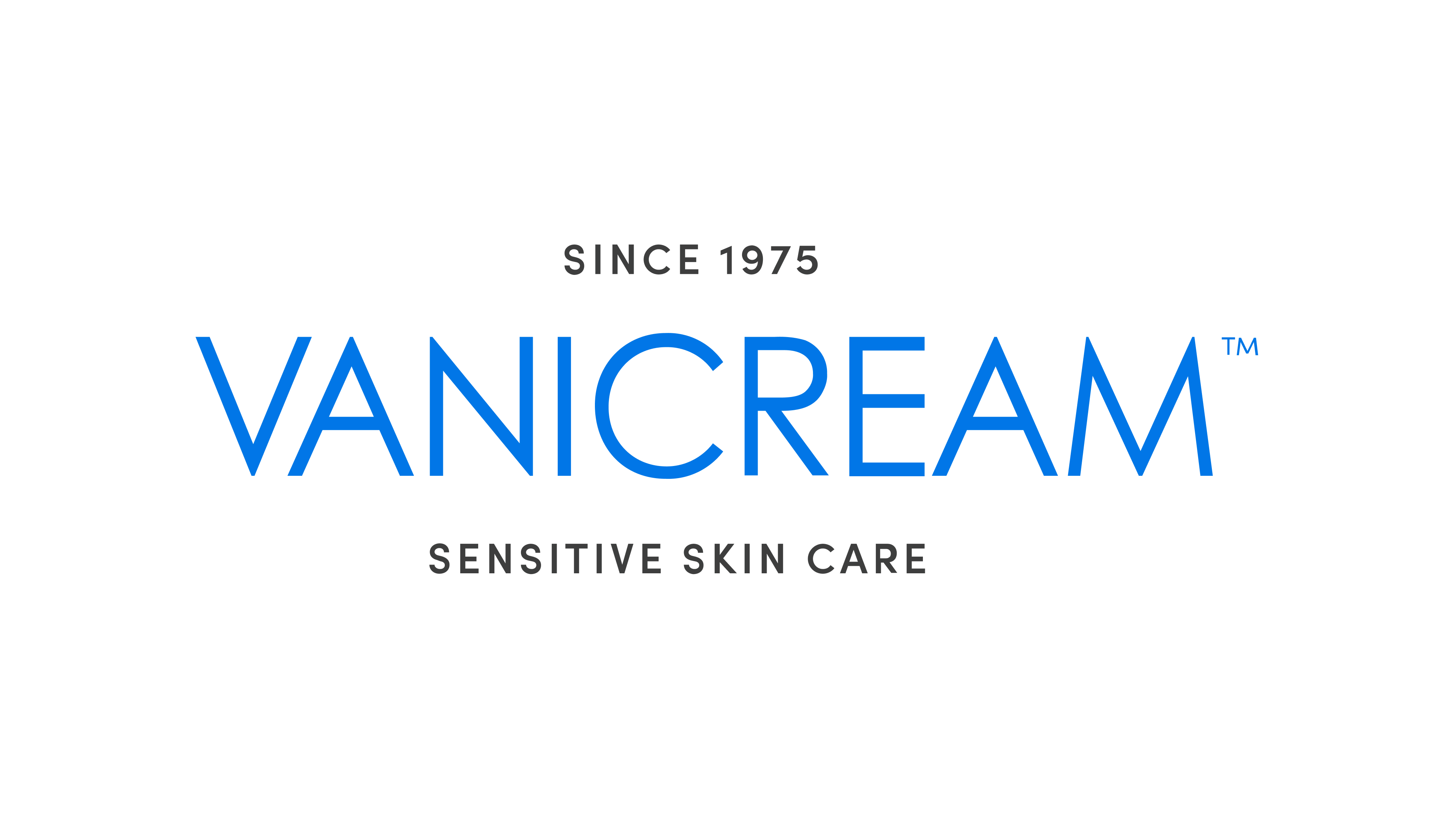 Vanicream logo with text 'Since 1975' above and 'Sensitive Skin Care' below in blue and black font.