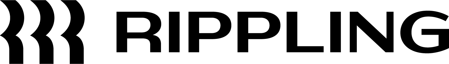 Rippling company logo with stylized triple wave icon to the left of the text.