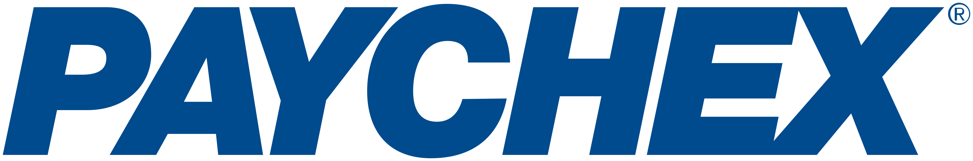 Paychex logo in blue bold uppercase letters with a registered trademark symbol.
