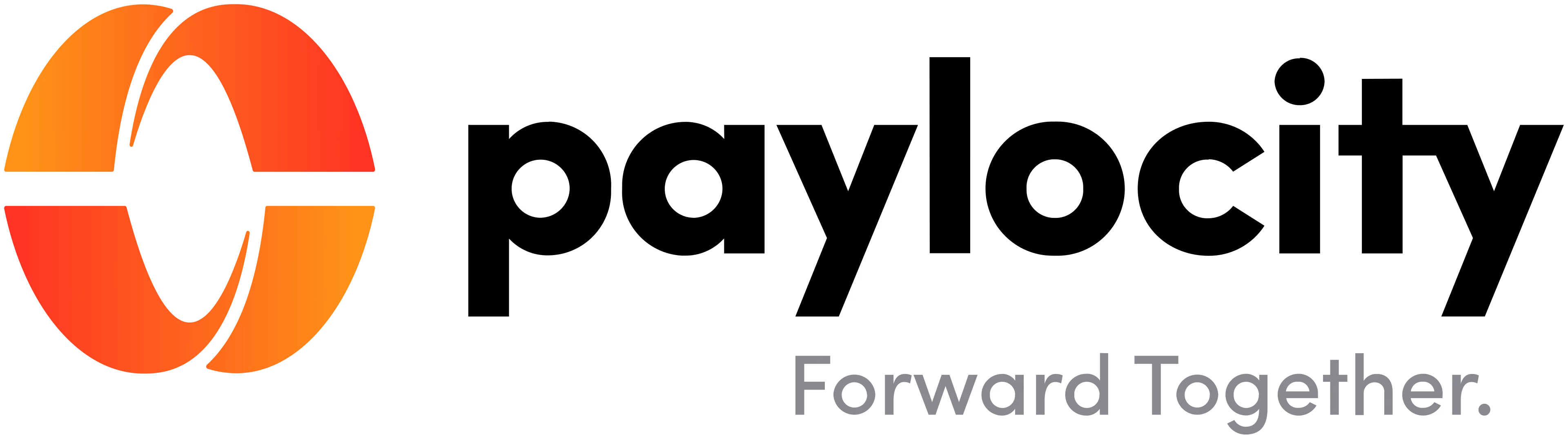 Paylocity logo with an orange circular design and the slogan Forward Together.