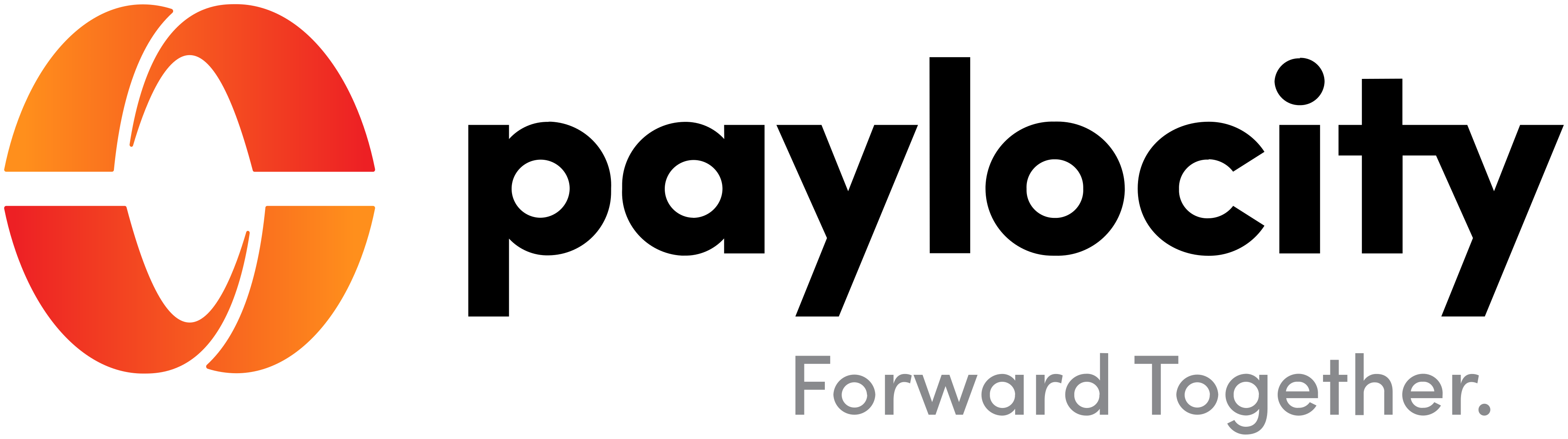 Paylocity logo with an orange circular design and the slogan Forward Together.