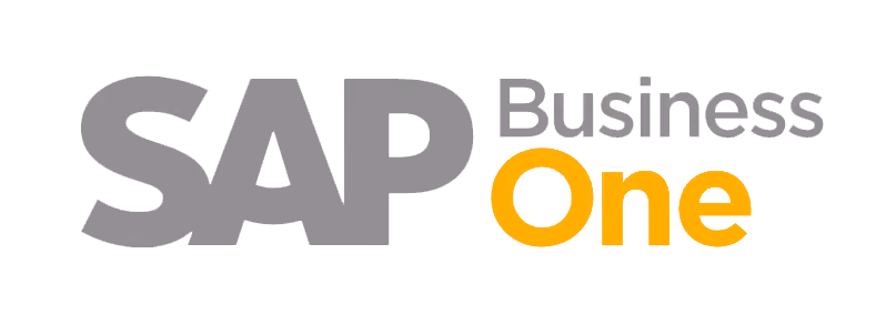 SAP Business One logo with SAP in gray and Business One in gray and orange text.