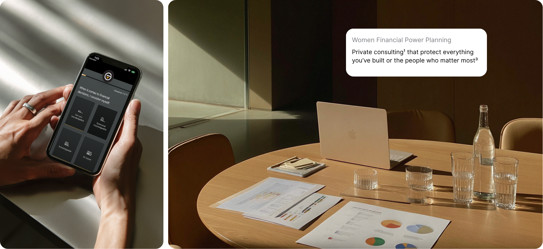 Woman using online financial planning tool to assess risk score and legacy goals on Generational Vault