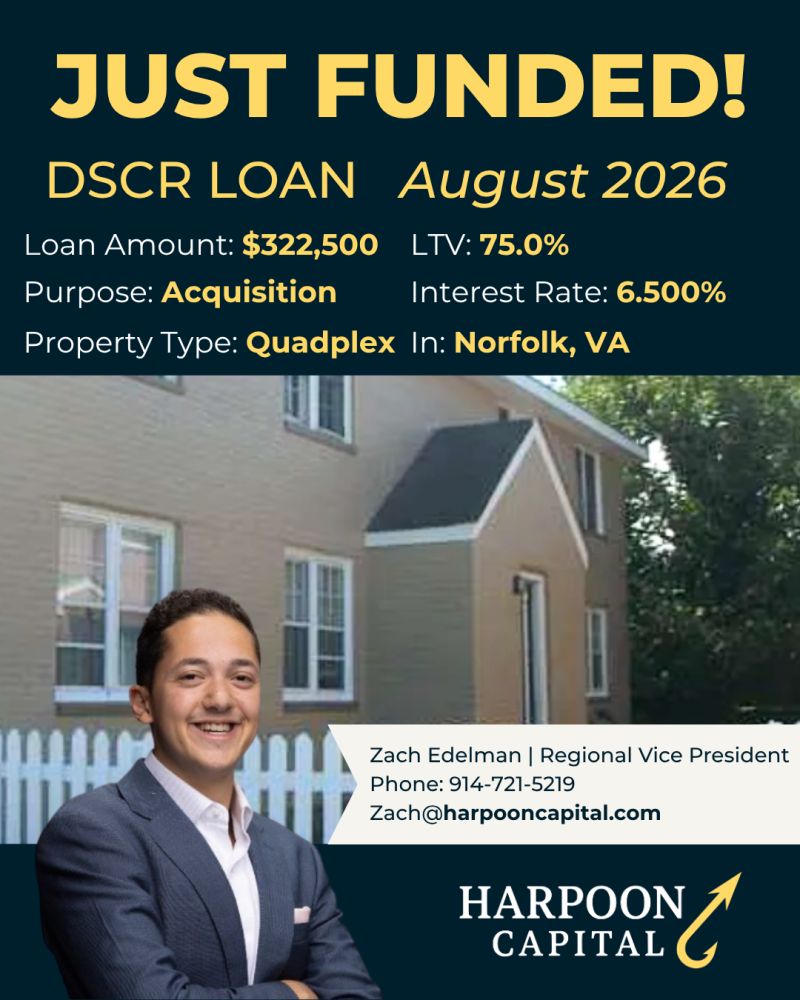 Funded DSCR loan: 4-unit quadplex in Norfolk, VA