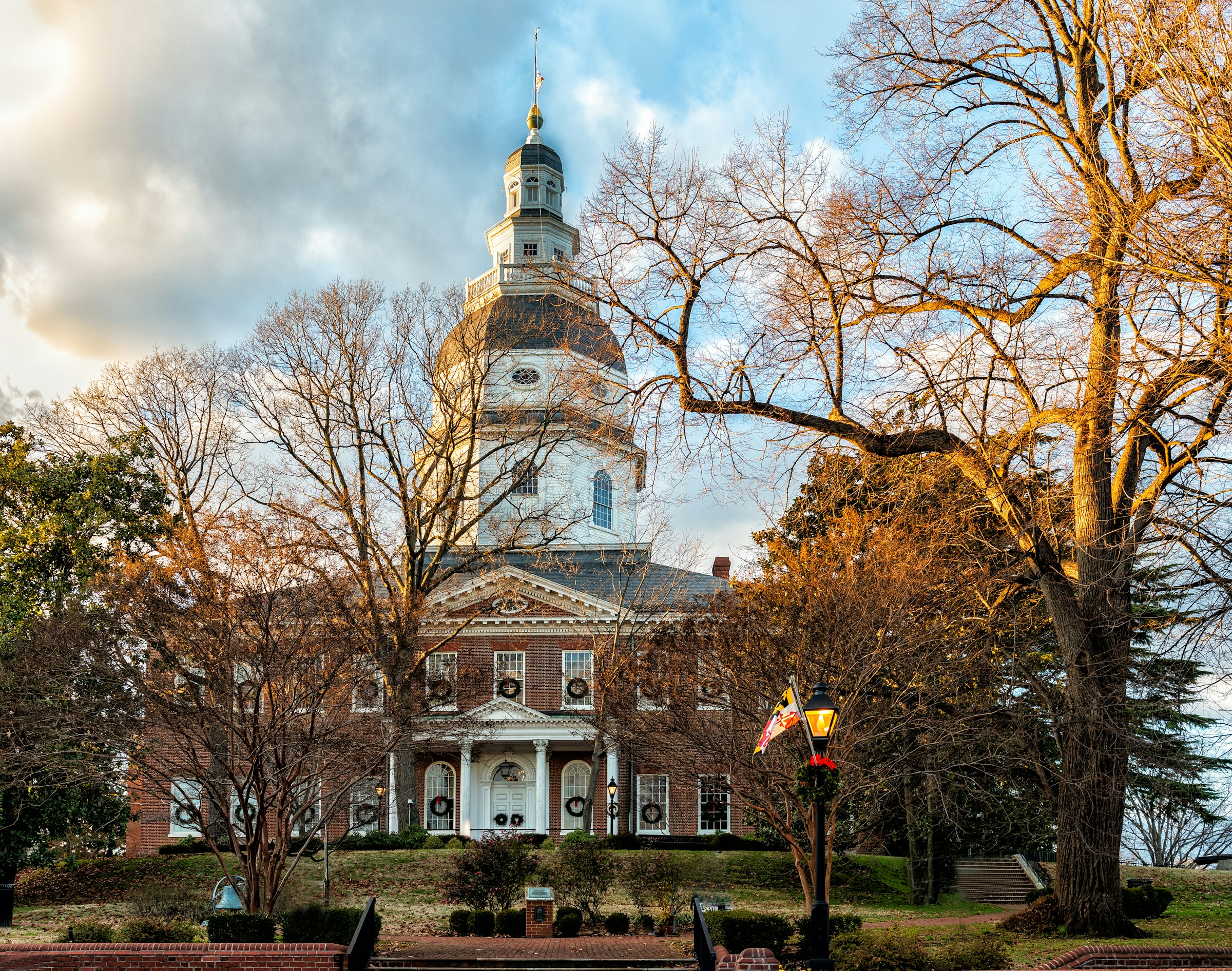 Maryland State House in Annapolis, Maryland at Christmastime