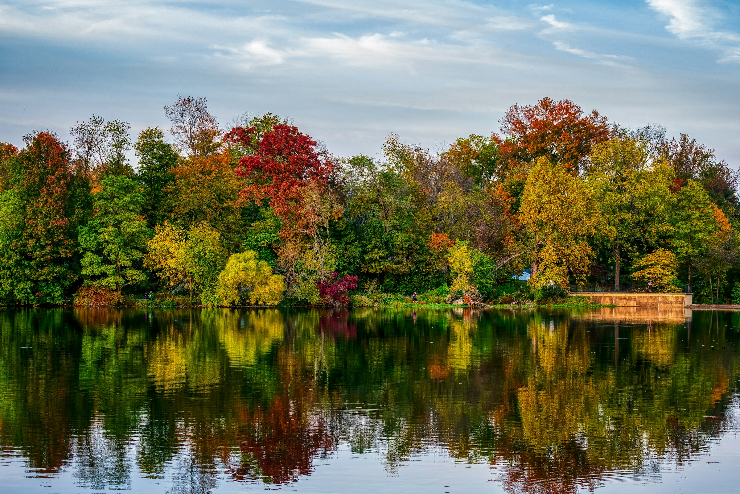 Autumn trees around a lake in Columbia, Maryland
