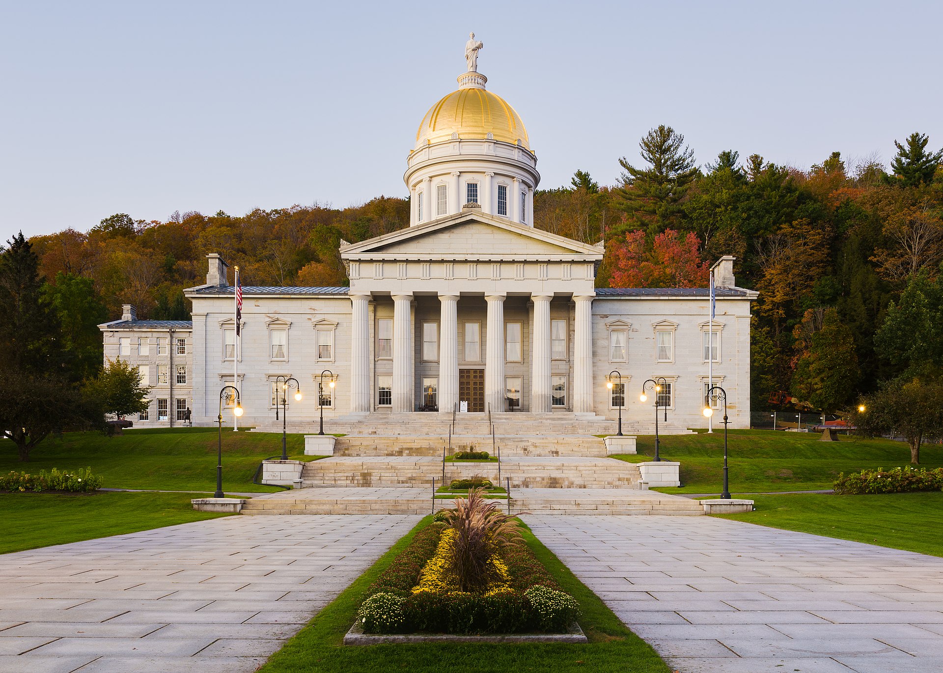 Vermont State House with its gold dome in Montpelier, Vermont